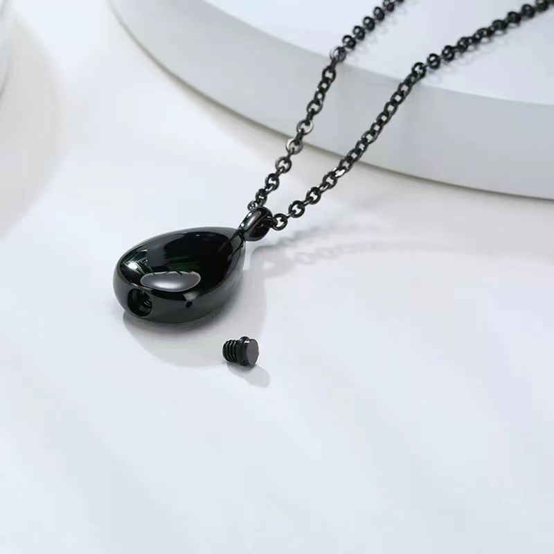 Cremation Jewelry Stainless Steel Teardrop Shaped Pet Memory Ashes Urn Pendants Necklace