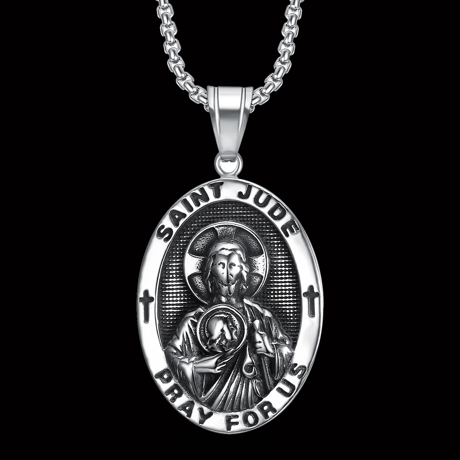 OEM ODM Custom 316 Stainless Steel Saint Jude Cross Pray for Us Necklace Pendant