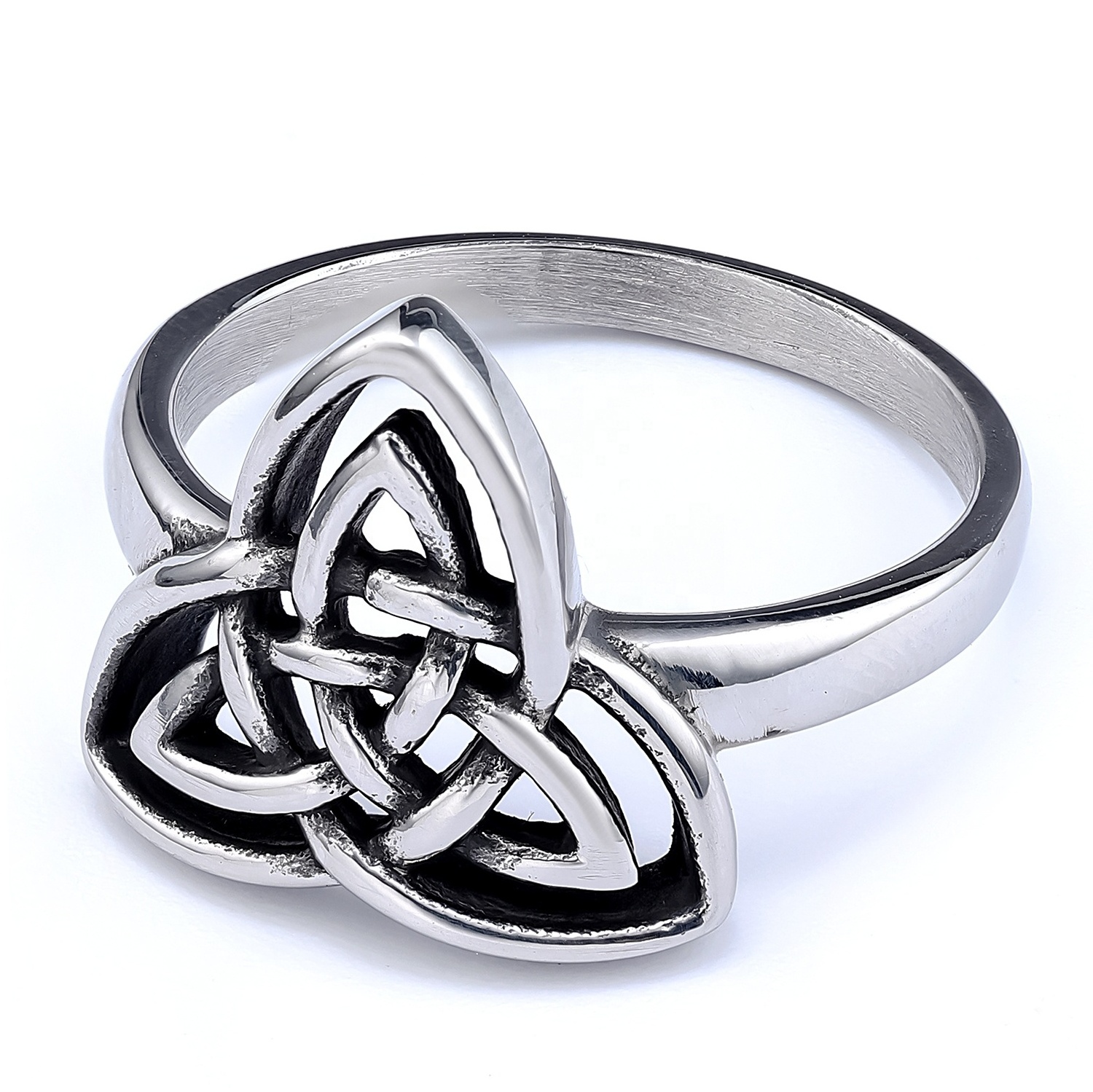 Irish Style Triquetra Triangle Knot Rings Stainless Steel Ladies Girls Wedding Band Toe Rings Size 5-10