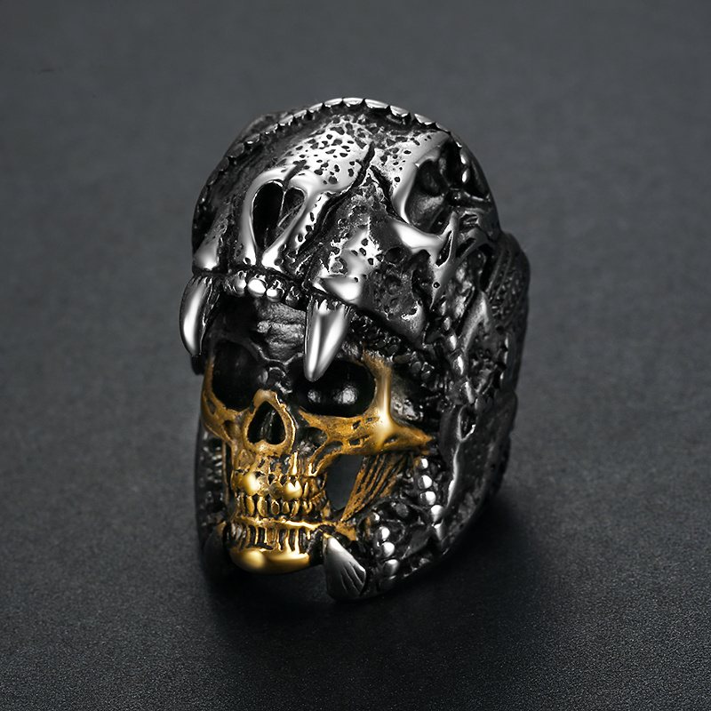 fashion jewelry custom design cool mens boys biker rings 316 stainless Steel skull ring men