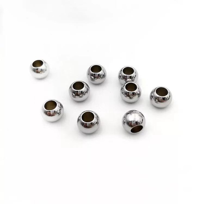 Round shape logo custom engraved metal jewelry slider beads for necklace bracelet stainless steel beads for jewelry making