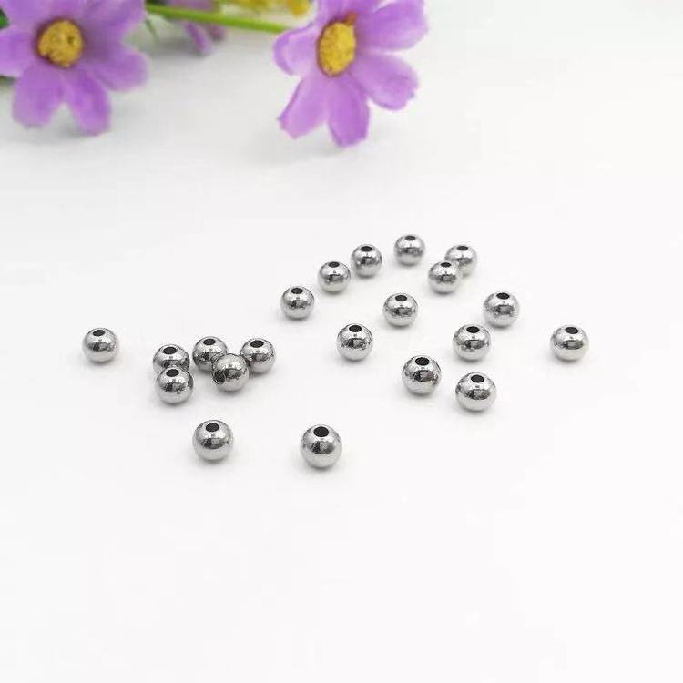 Round shape logo custom engraved metal jewelry slider beads for necklace bracelet stainless steel beads for jewelry making