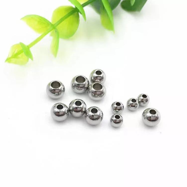 Round shape logo custom engraved metal jewelry slider beads for necklace bracelet stainless steel beads for jewelry making