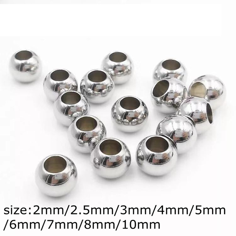 Round shape logo custom engraved metal jewelry slider beads for necklace bracelet stainless steel beads for jewelry making