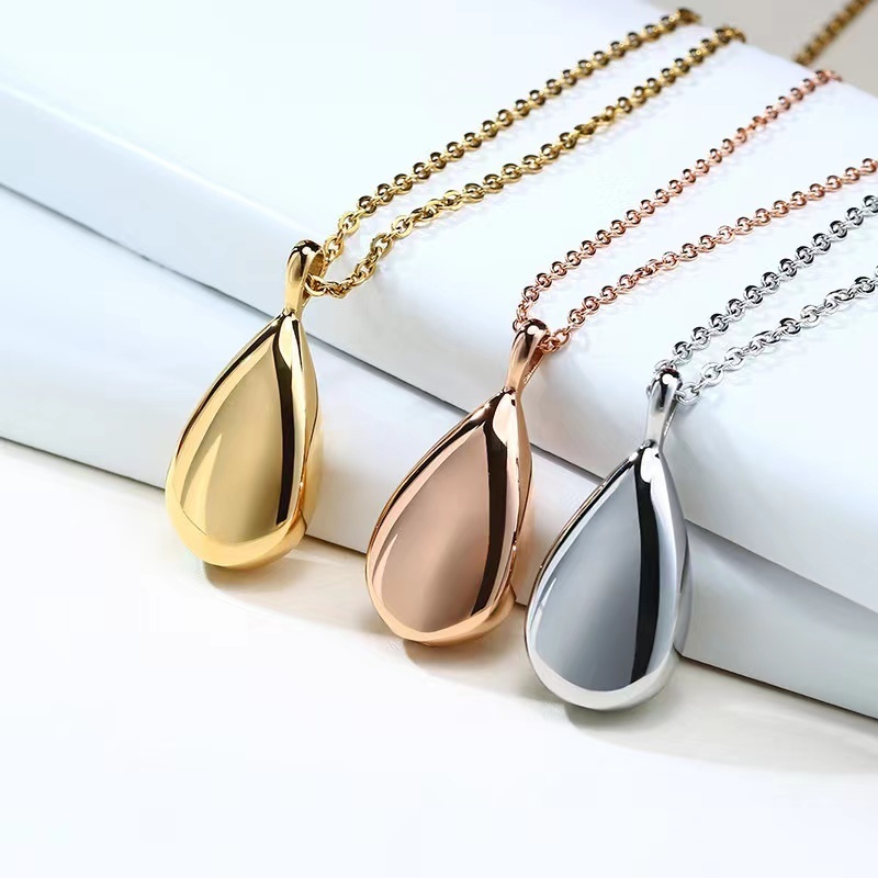 Cremation Jewelry Stainless Steel Teardrop Shaped Pet Memory Ashes Urn Pendants Necklace