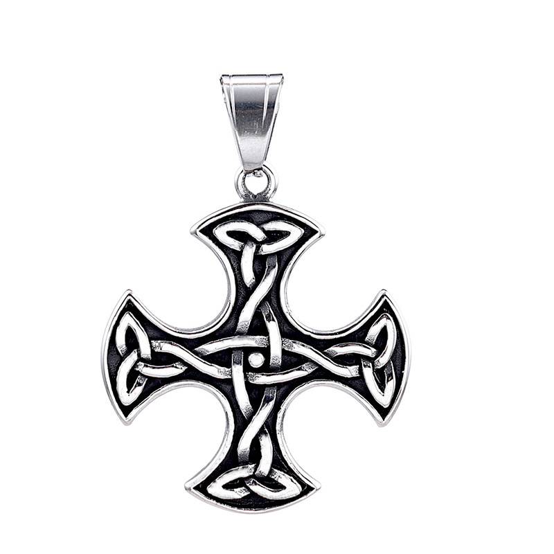 Ready to ship Classic nordic men necklace stainless steel Viking silver Irish knot celtic cross pendant for men women daily wear