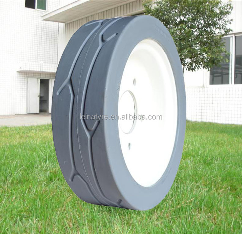 Hot sale Genie electric scissor lift wheels solid tires 12/4 15/5 16/5 white and grey rubber solid tyre