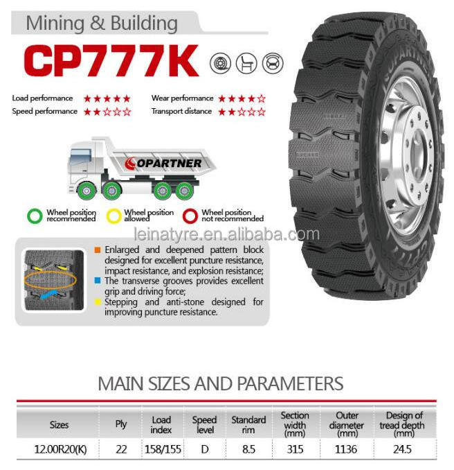 12.00R20 heavy Mining truck tyre with inner tube