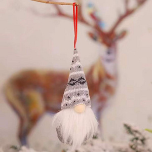 wholesale multi-color plush Christmas Gnome No Face Elf Christmas Doll Ornaments Xmas Hanging Decoration Supplies