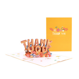 Paper Thank You Greeting Card funny 3D  paper pop up greeting card for Thank you message leaving and invitation with envelop