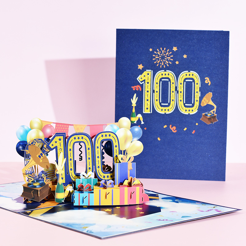 3D Pop up Happy Birthday Paper Greeting card with envelop for 10th Birthday or anniversary Invitation card