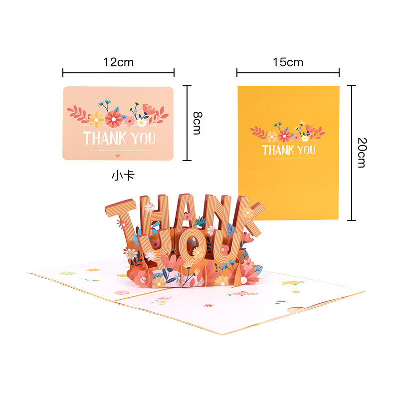 Paper Thank You Greeting Card funny 3D  paper pop up greeting card for Thank you message leaving and invitation with envelop