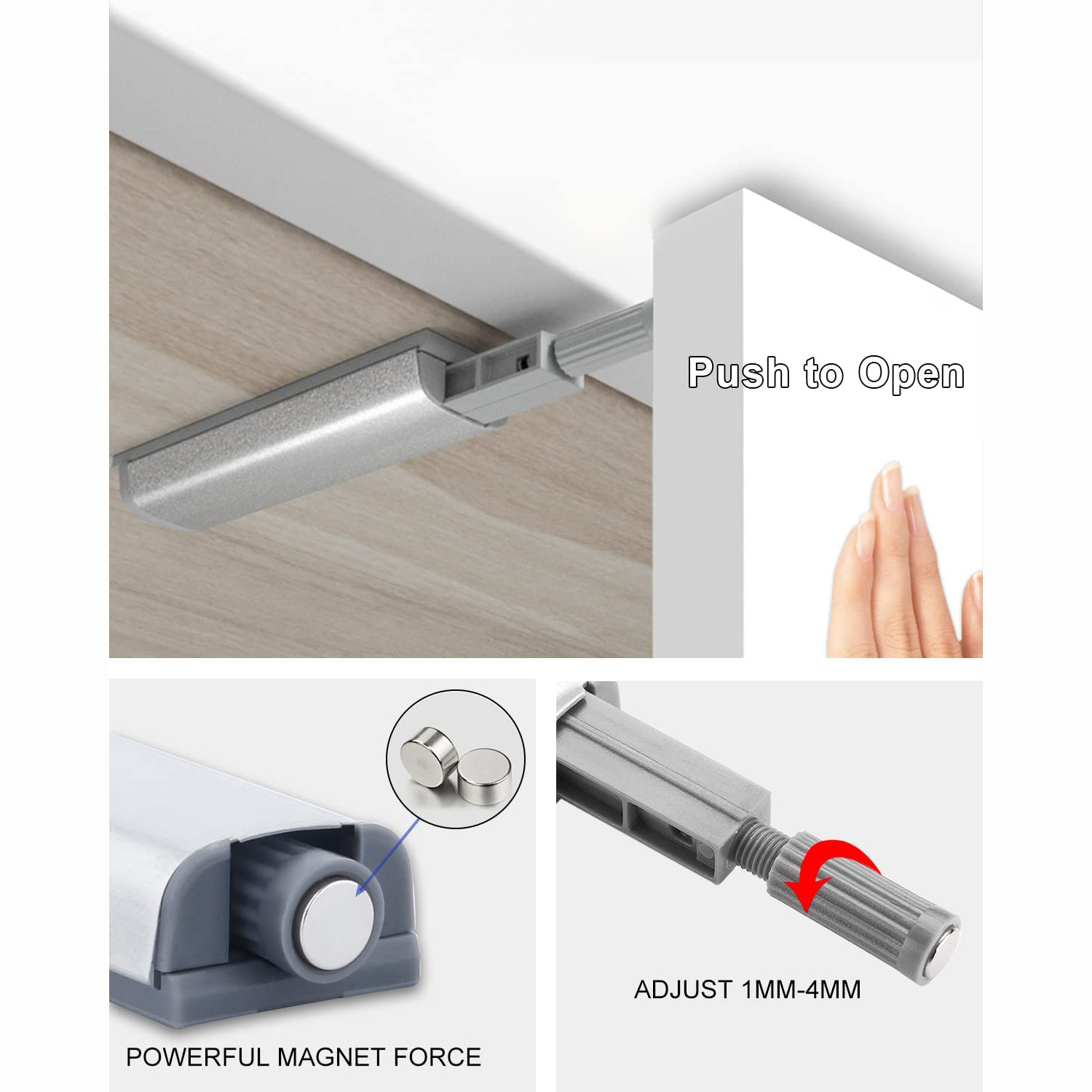 Furniture Sliding Door Hardware Door Closer Damper Buffers Door Piston Kitchen Cupboard push to open latch