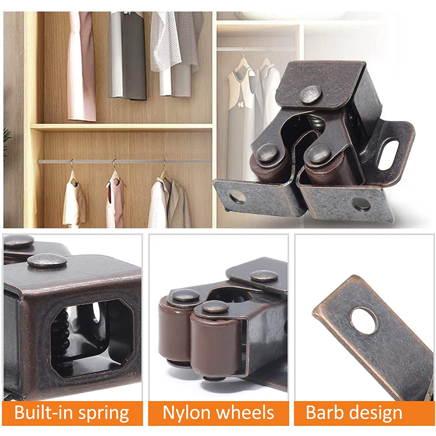 Camper caravan Cabinet and Drawer Hardware RV Cabinet Latch Iron double roller door catch for Cabinets Dressers