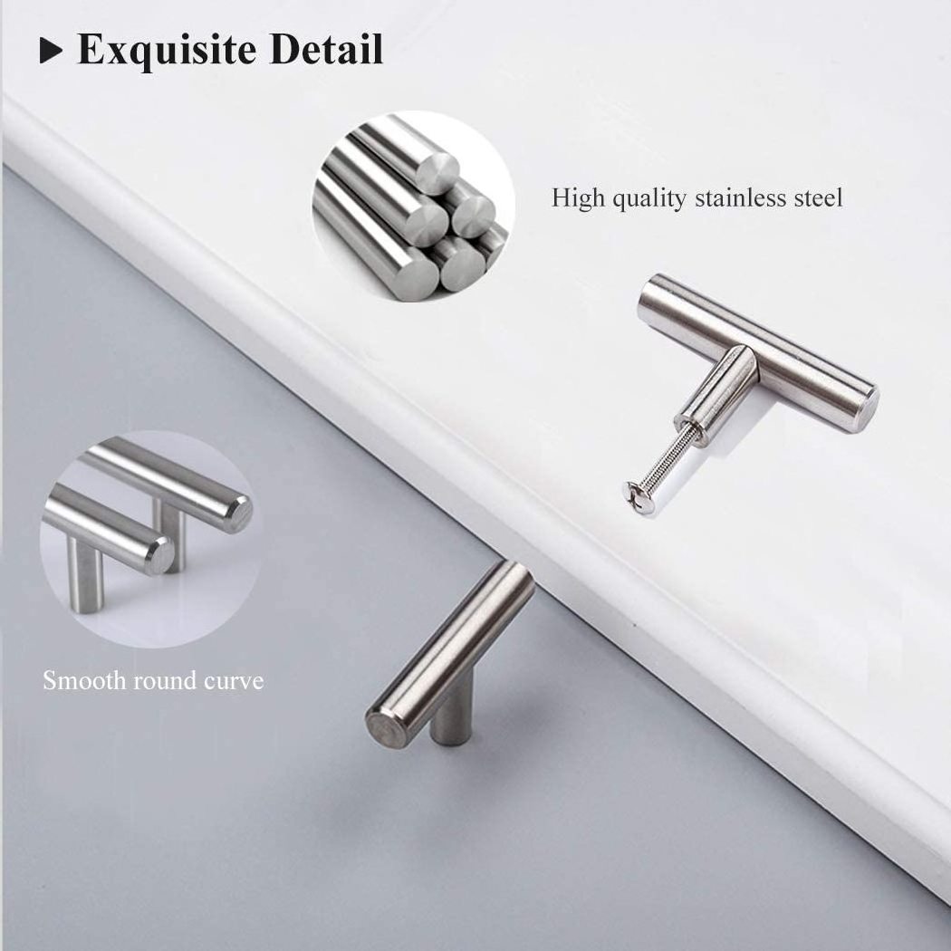 Factory OEM Brushed Nickel Drawer Handle Cabinet Pulls Kitchen Cupboard handles T Bar Knobs and Kitchen Door Handles