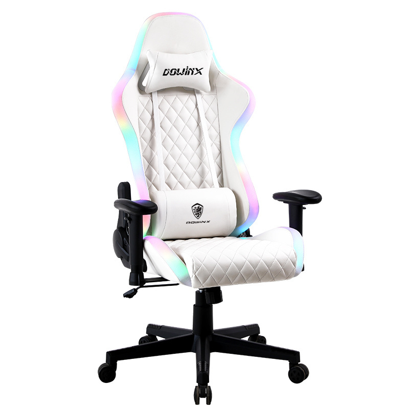 Cheap LED Light E-sport PC Gaming Racing Office Furniture Office Chair RGB 180 Degree White Gaming Chair For Cadeira Gamer