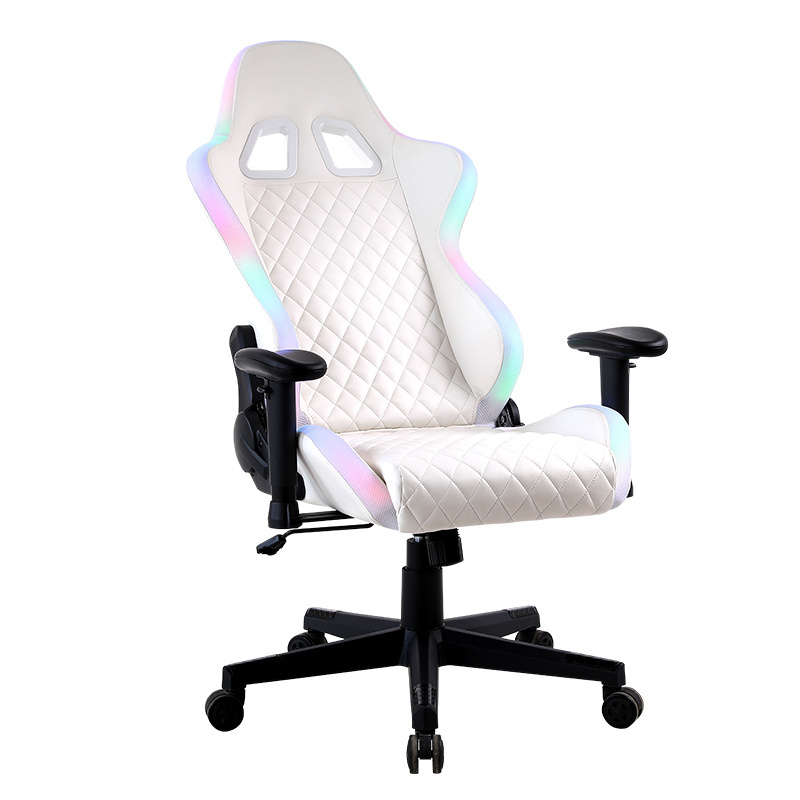 Cheap LED Light E-sport PC Gaming Racing Office Furniture Office Chair RGB 180 Degree White Gaming Chair For Cadeira Gamer