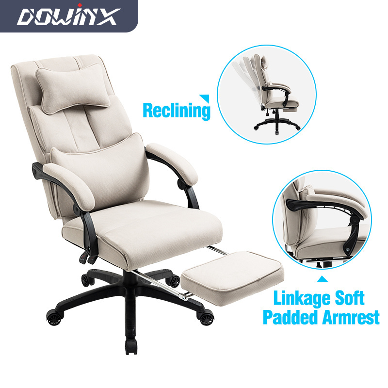 Executive Office Chair Fabric with Footrest and Padded Armrest Ergonomic Computer Desk Chair Big and Tall Home Gaming Chair