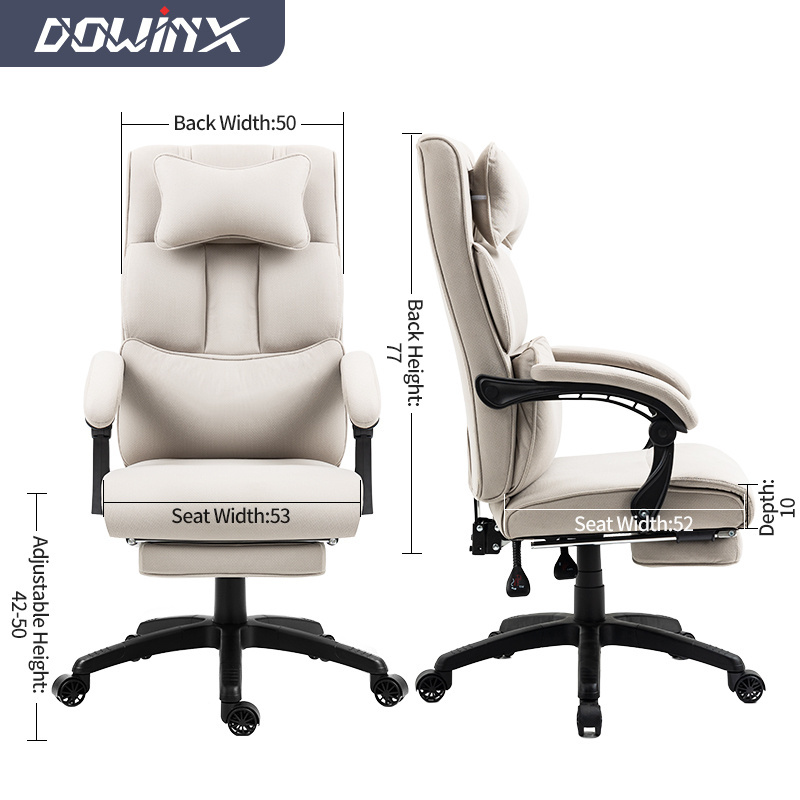 Executive Office Chair Fabric with Footrest and Padded Armrest Ergonomic Computer Desk Chair Big and Tall Home Gaming Chair