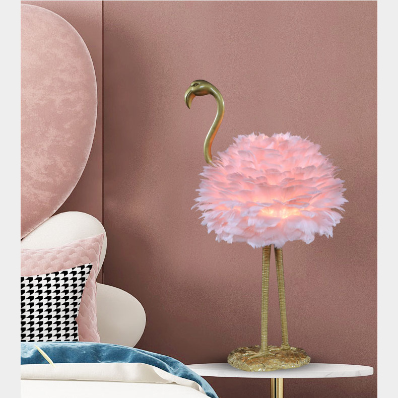 ZUN GUANG flamingo floor lamp with pink goose feather funky lampshade for chamber garniture salle hall sala and living room