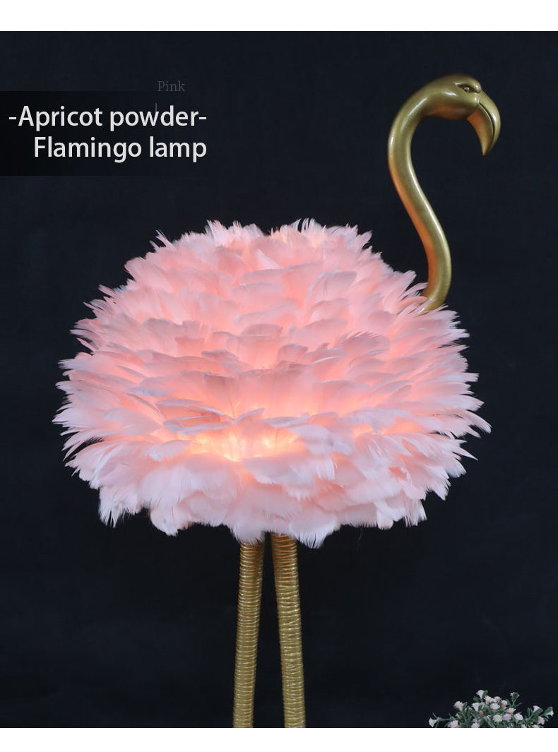 ZUN GUANG flamingo floor lamp with pink goose feather funky lampshade for chamber garniture salle hall sala and living room