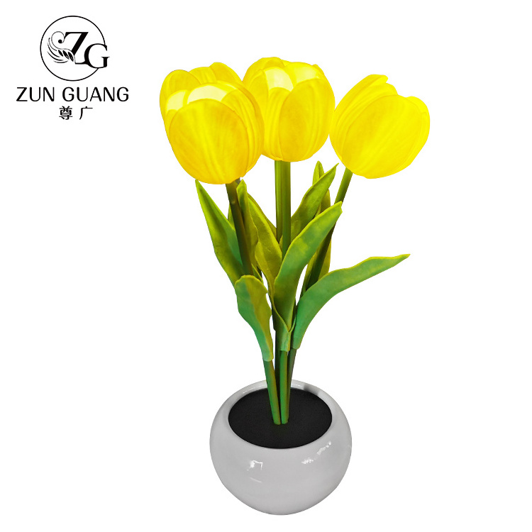 New Led Simulation Tulip Flower Peony Potted Plant Light Home Furnishings Decorative Table Lamp Night Light