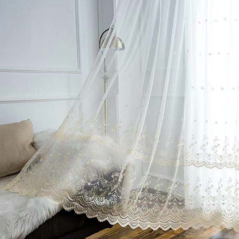 wholesale turkish sheer Embroidery Window Curtain Embroidered Luxury Curtains for Living Room Bedroom