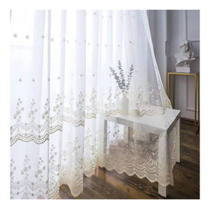 wholesale turkish sheer Embroidery Window Curtain Embroidered Luxury Curtains for Living Room Bedroom