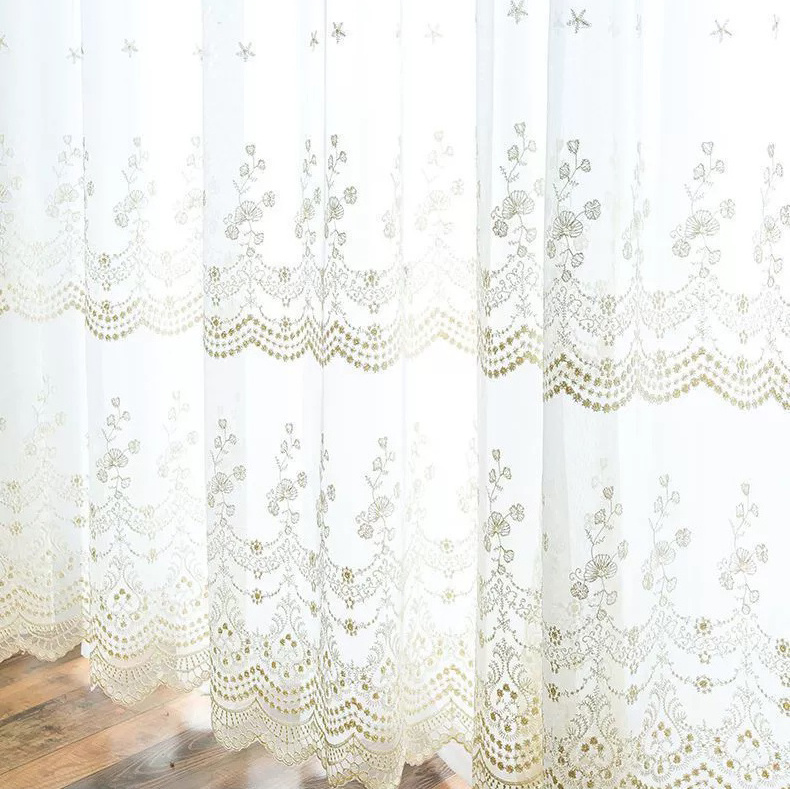 wholesale turkish sheer Embroidery Window Curtain Embroidered Luxury Curtains for Living Room Bedroom