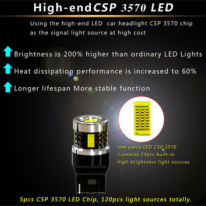 12V Led Light Bulb 1156 1157 T20 T25 3156 3157 7440 7443 CSP 3570 30W Canbus Decoder Led Turn Signals Reverse Brake Light Bulb