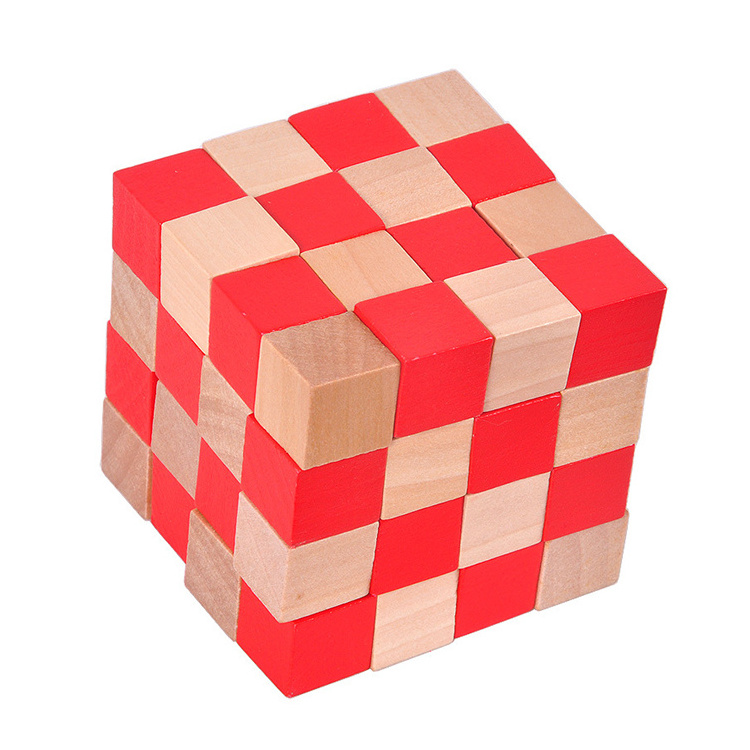 Classic 3D Wooden Cube Puzzle Toy Kongming Lock