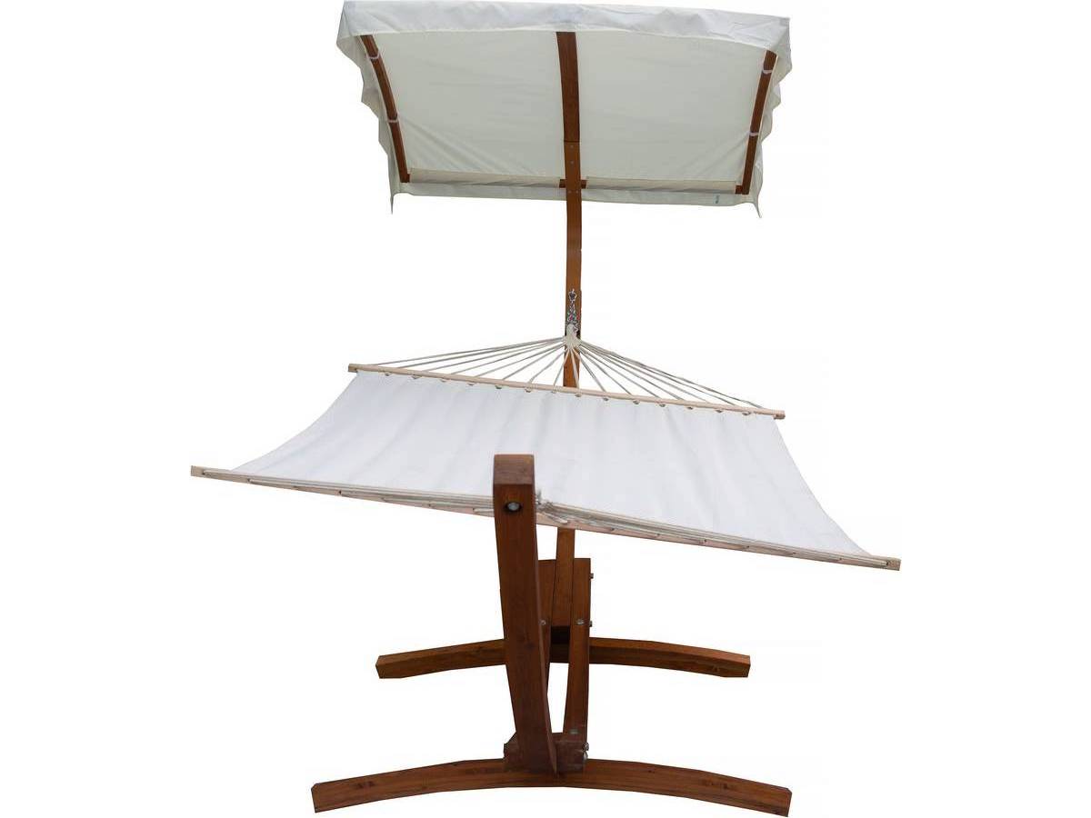 Solid Wooden Single Seat Hanging Hammock Stand with Canopy