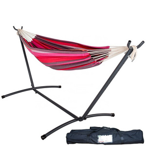 Hammock with Steel Stand 2 Person Double  Heavy Duty Portable for Camping and Outdoor Adjustable with Carrying Bag