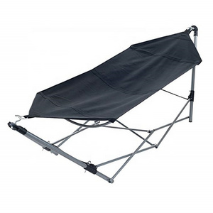 Portable Folding Hammock Lounge Camping Bed Steel Frame Stand W/Carry Bag