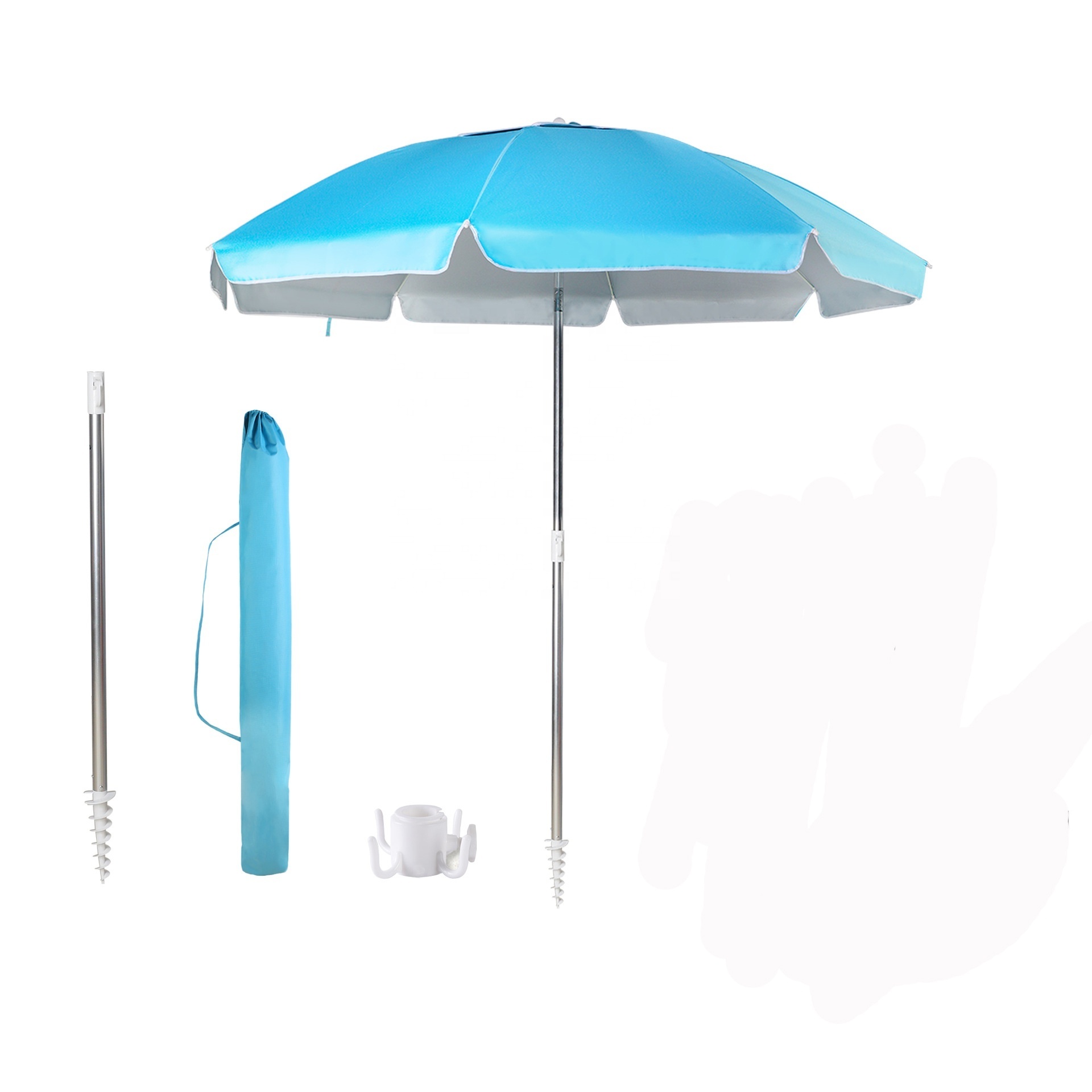 Steel Market Solar Tilt  Patio Beach California Umbrella Metal  Bench Sand Anchor Cup Holder W/Carry Bag