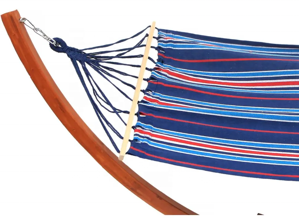 Wooden Camping Hammock with Stand Cotton Canvas