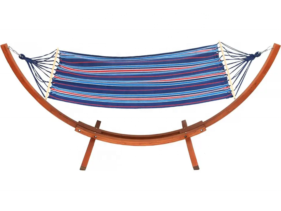 Wooden Camping Hammock with Stand Cotton Canvas