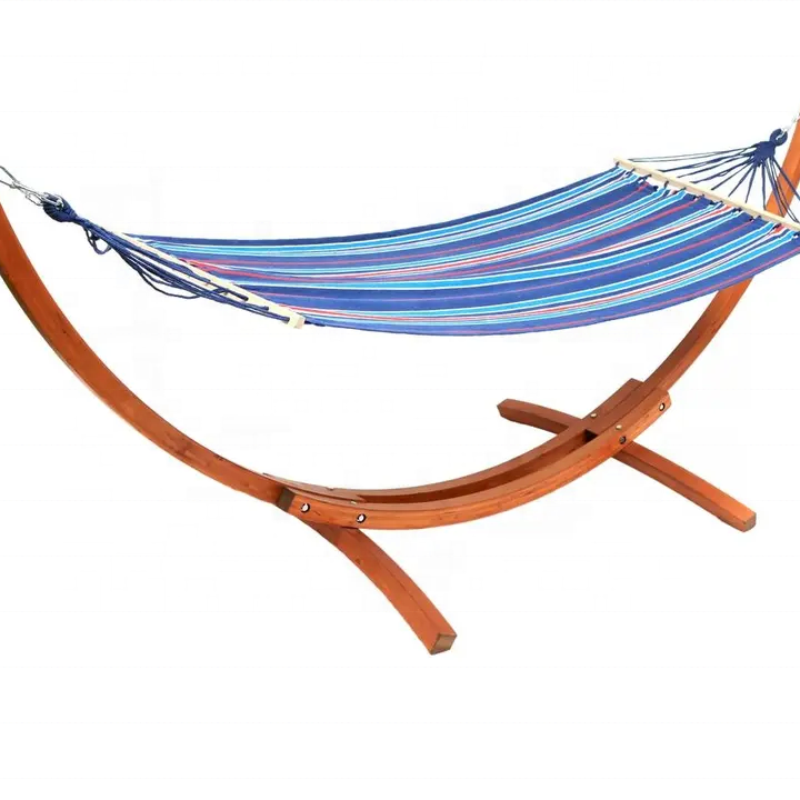 Wooden Camping Hammock with Stand Cotton Canvas