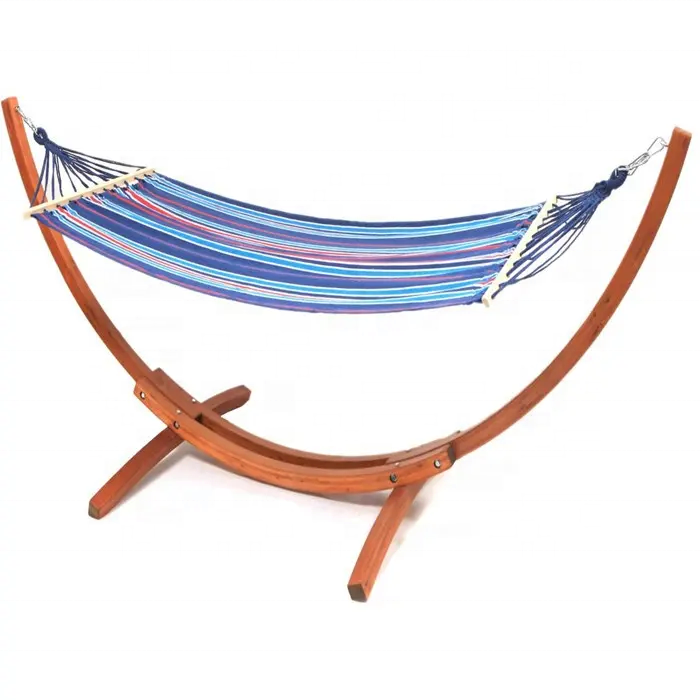 Wooden Camping Hammock with Stand Cotton Canvas