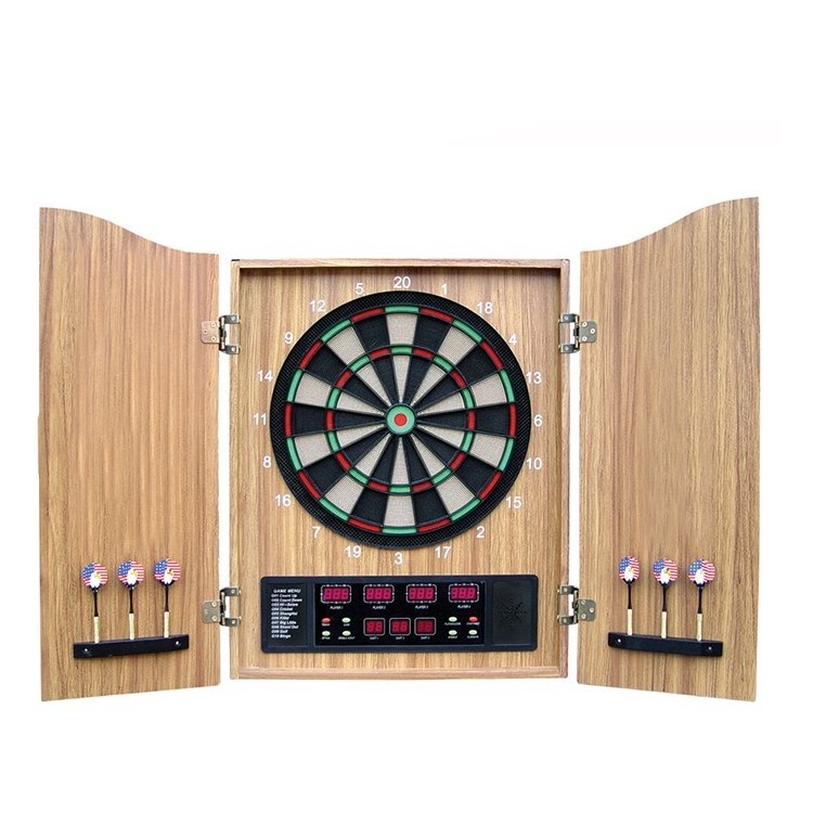 Luxury Sisal/Bristle Steel Tip Dartboard & Cabinet Bundle Wood Case