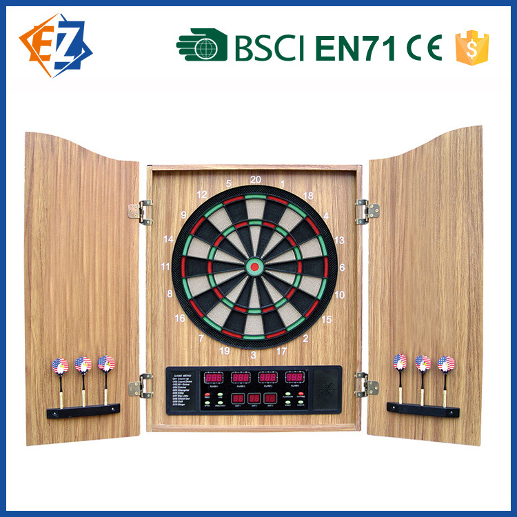 Luxury Sisal/Bristle Steel Tip Dartboard & Cabinet Bundle Wood Case