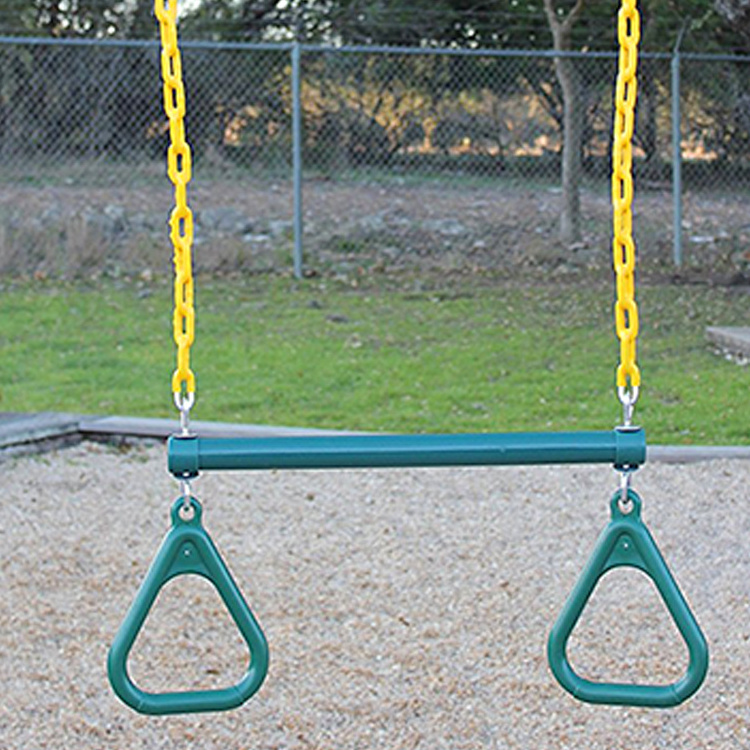 Trapeze Bar with Rings Heavy Duty Steel with Plastic Coated Chains for kids