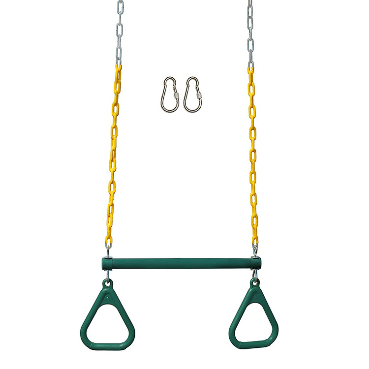 Trapeze Bar with Rings Heavy Duty Steel with Plastic Coated Chains for kids