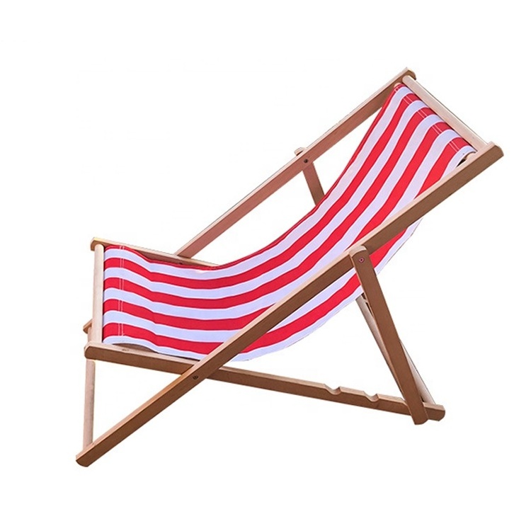 Wood Swimming Pool Beach Sling Sun Lounge  Chair