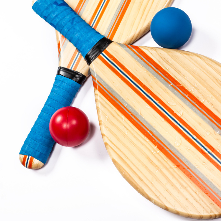 Beach Frescobol Wooden Paddle Racket Ball Set