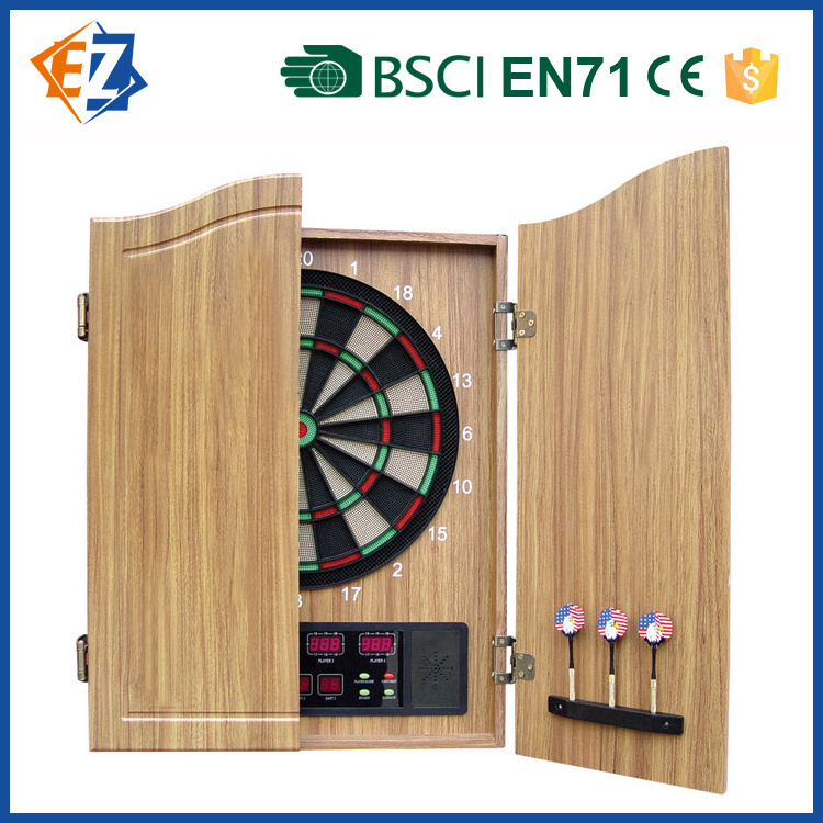 Luxury Sisal/Bristle Steel Tip Dartboard & Cabinet Bundle Wood Case