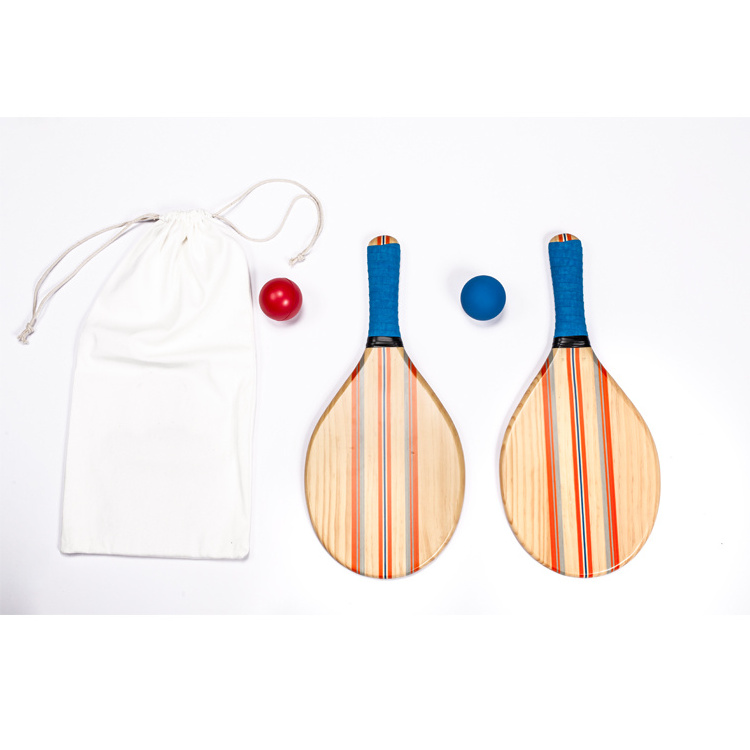 Beach Frescobol Wooden Paddle Racket Ball Set