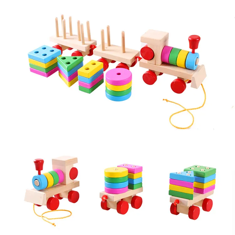 Wooden Kids Educational Train Shaped Toys