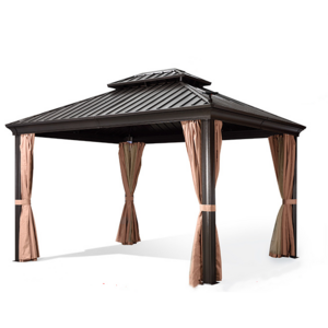 Top quality metal top garden tents garden gazebo outdoor Hard roof top patio gazebo with mosquito net