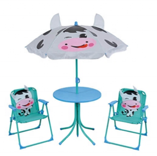 2024 new hotsale kids furniture  kids table and chair with umbrella 4pcs kids garden set for beach